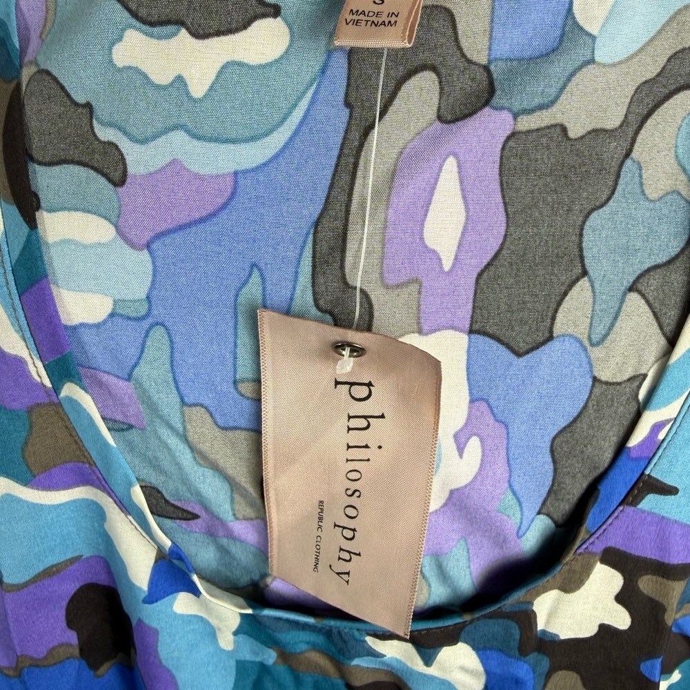 Philosophy Blue and Brown Camouflage Tank Top Small New - Picture 4 of 6